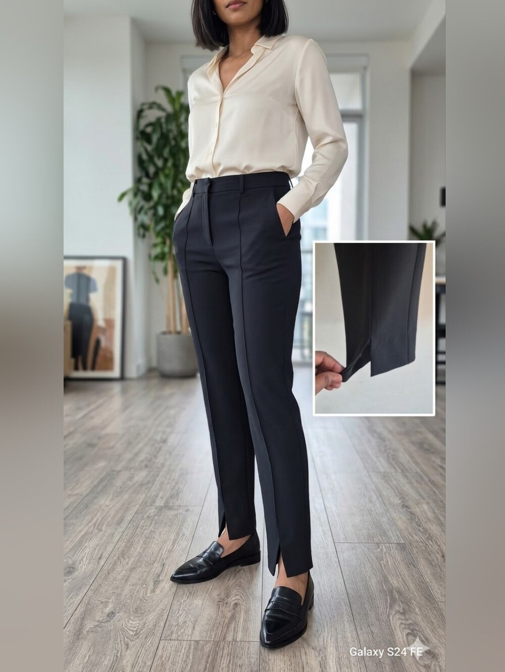 St. John Caviar Black Tailored Career Pants Size 10 USA